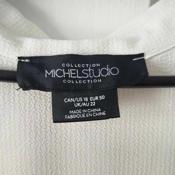 White Duster Lightweight Michel Studio Blazer Sz 18 - Picture 4 of 5